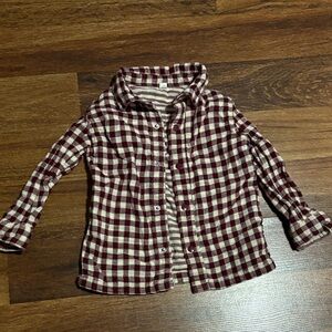 Plaid Kids Shirt - Maroon and Cream